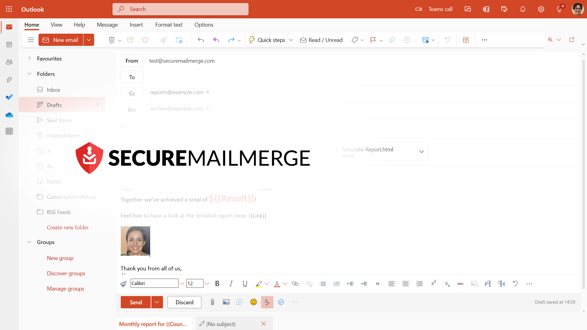 Screenshot of one of our products: SecureMailMerge